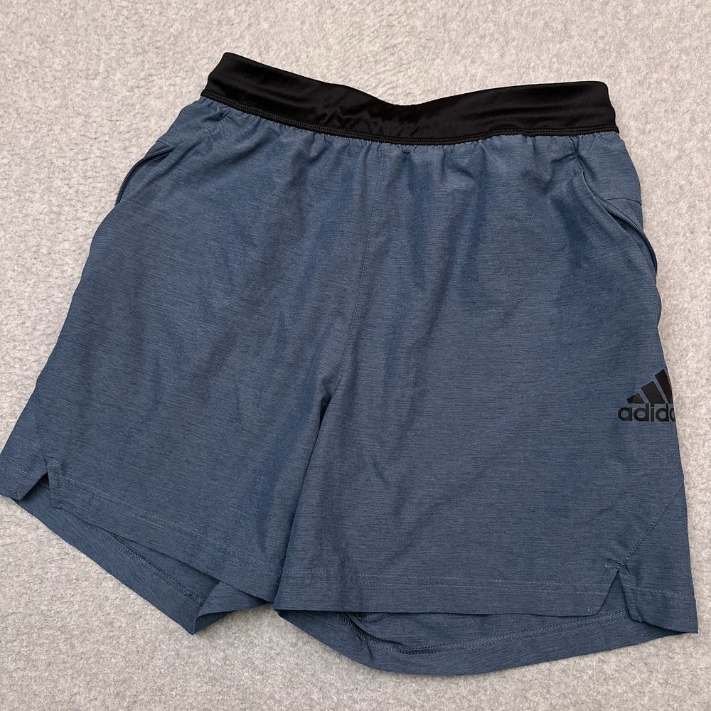 Adidas Axis Woven 6" Training Shorts Men's S Zip Pockets‎ Aeroready Wonder Steel